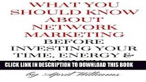 Ebook What You Should Know About Network Marketing Before Investing Your Time, Energy and Money