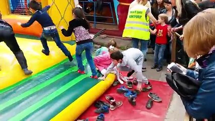 Children Playing on The Big Inflatable Trampoline!