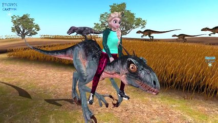 Frozen Elsa Kristoff Watching Dinosaur Short Movie Cartoons for Children - Dinosaurs Fighting Video
