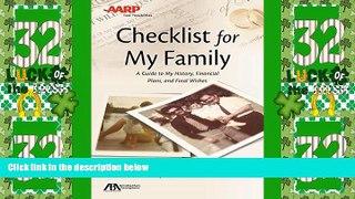Big Deals  ABA/AARP Checklist for My Family: A Guide to My History, Financial Plans and Final