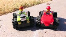 DisneyCarToys Lightning McQueen Vs. Lego Emmet Lego Monster Trucks Stunts Disney Cars McQueen Toy