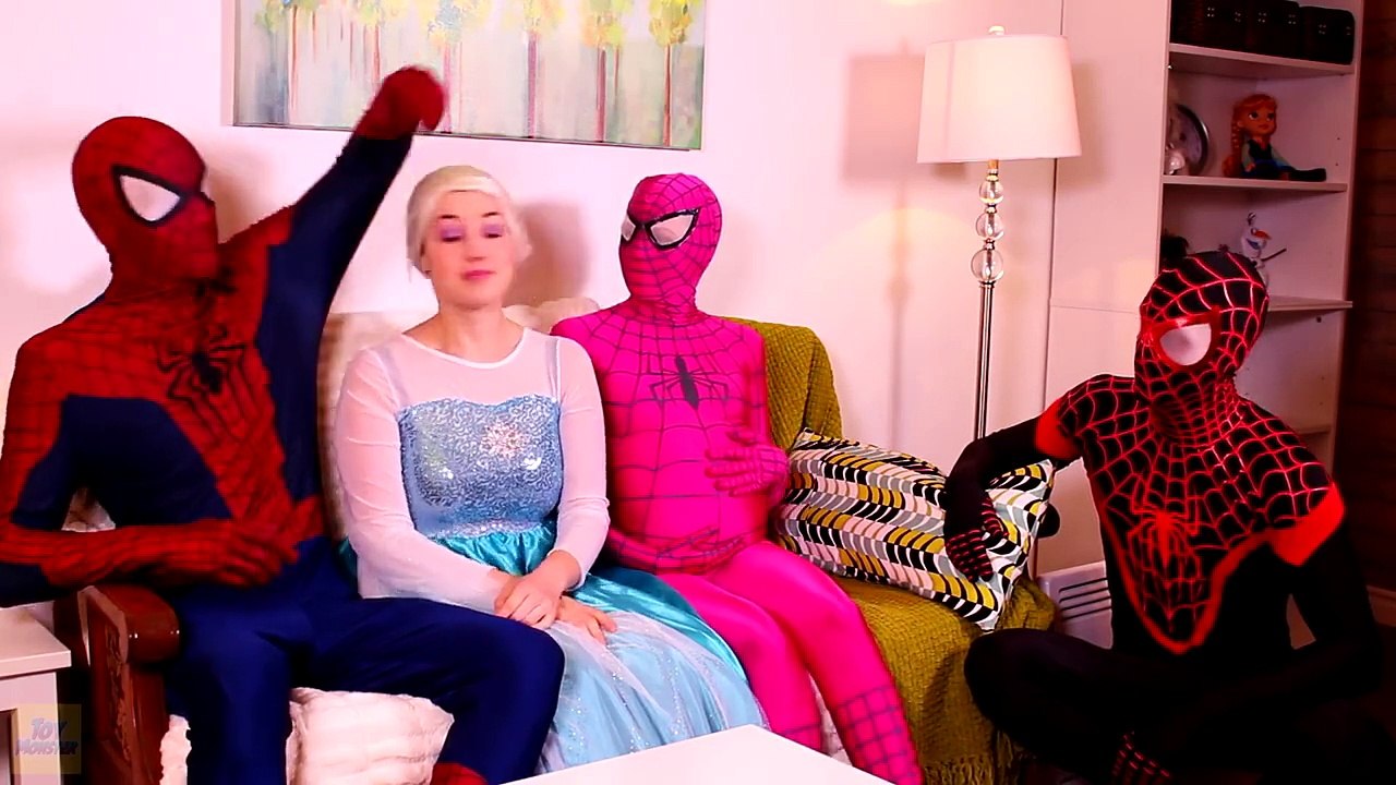 Spiderman, Frozen Elsa & Pink Spidergirl w_ Doctor! Spiderbaby is sick! Superheroes in Real Life -)-xOxkX