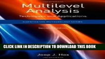 [PDF] FREE Multilevel Analysis: Techniques and Applications, (Quantitative Methodology Series) 2nd