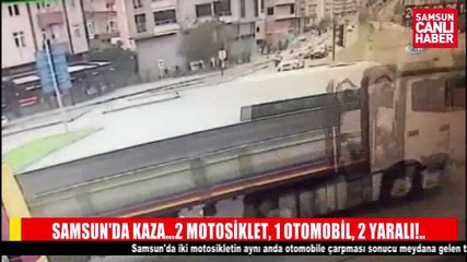 TWO Motorcyclists Crash Into Car At Intersection