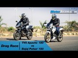 TVS Apache 180 vs Pulsar 180 - Drag Race | MotorBeam