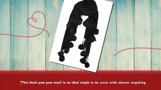 Black Polly Pom Pom Scarf | Scarves & Wraps | Fashion Accessories | Lux-Fix.com