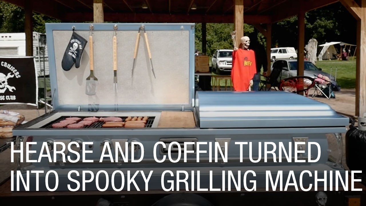 Hearse and Coffin Turned into Spooky Grilling Machine