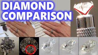 Diamond Size Comparison Color Clarity 2 Carat 1 Ct Ring on Finger Hand 3 .5 1/2 Cut Price vvs1 vvs2 women vs1 vs2 si gia Affordable Cheap