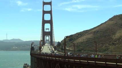 IndyCar Motorcade Crosses Golden Gate Bridge