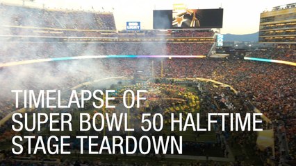 Super Bowl 50 Halftime Show Timelapse of Stage Teardown