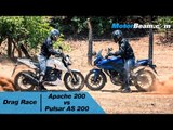 TVS Apache 200 vs Pulsar AS 200 - Drag Race | MotorBeam