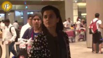 TAPSIEE PANNU,VINOD KHANNA SPOTTED AT MUMBAI AIRPORT