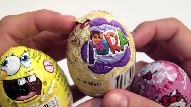 Сюрприз яйца Губка Боб сюрприз яйца, Hello Kitty сюрприз яйца и Дора сюрприз яйца игрушки Обзор