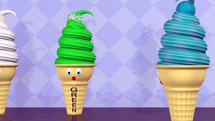 Learn Colors with 3D Soft Ice Cream Cones - Colours Lesson for Kids