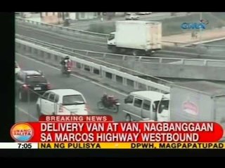 UB: Delivery van at van, nagbanggaan sa Marcos Highway westbound