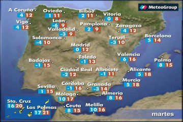 Previsión del tiempo para este martes 24 de enero