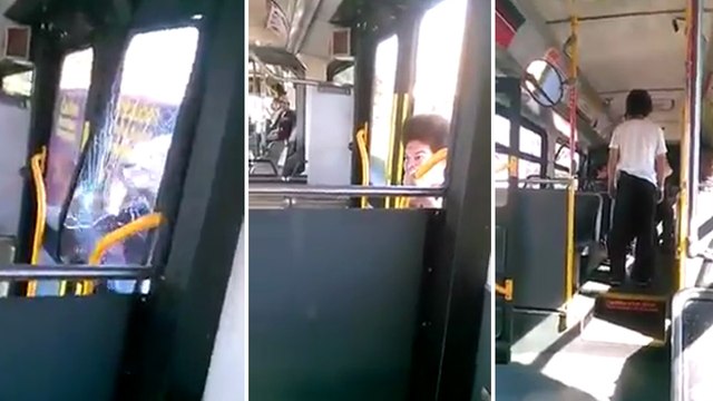 Il s'énerve et fracasse la porte vitrée d'un bus