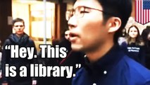 This is a library! Man shuts down noisy anti-Trump protesters like a boss - TomoNews