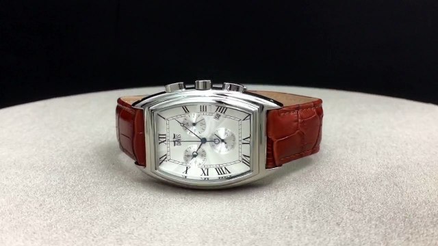 MONTRE RÉTRO HOMME TONNEAU CHRONOGRAPHE BRACELET CUIR MARRON DAVIS 0030