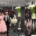 Karl Lagerfeld takes his bow with Lily-Rose Depp at the end of the Chanel Couture show