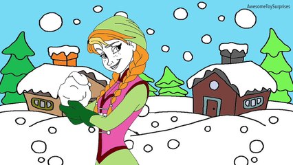 Disney Frozen Anna Elsa Snowball Fight Animated Coloring Page! Fun Coloring Activity!