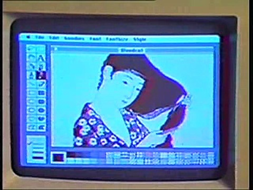 Steve Jobs presenting the first Mac in 1984