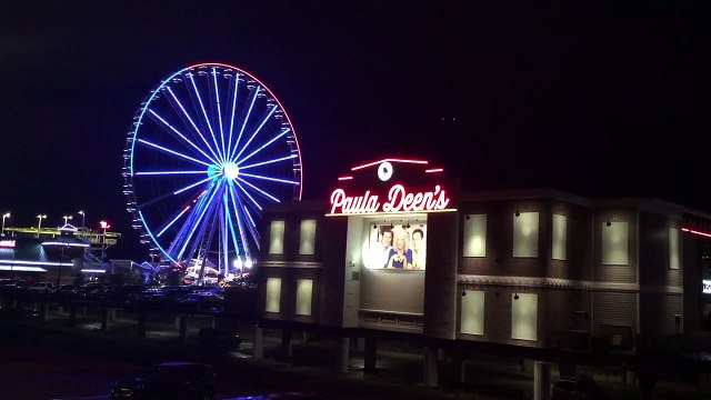 Big Sky Ride Ferris Wheel Lit Up at Night Pigeon Gorge TN