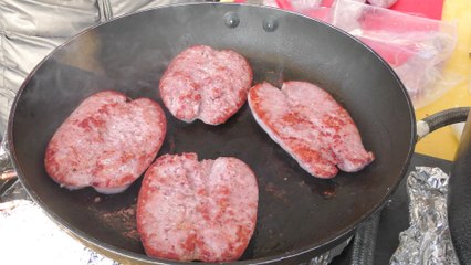 Italian "Polenta" Cornmeal With Sausages from Umbria Region Tasted in London Brick Lane