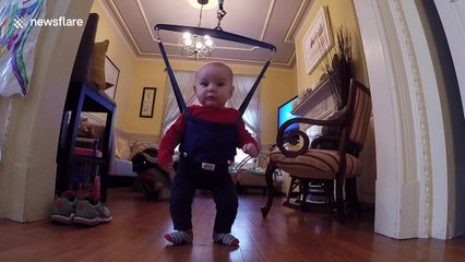 Baby in 'jolly jumper' does a merry Irish dance