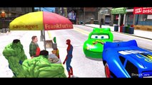 Spiderman with his Spiderman McQueen Blue Cars & Hulk with his Green Disney Cars & Nursery Rhymes