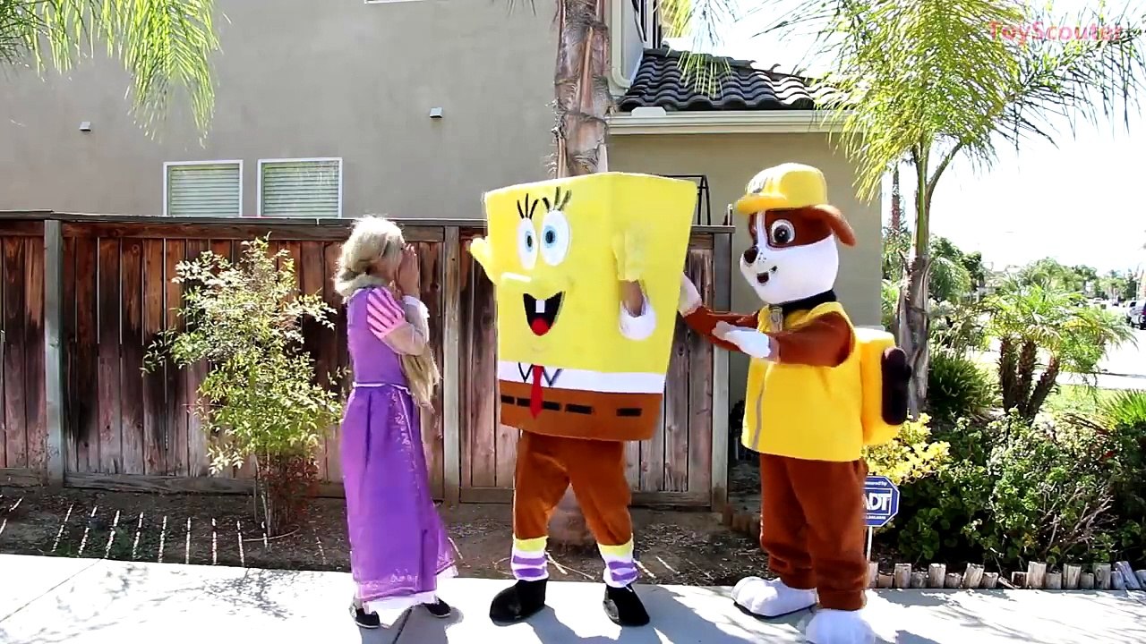 SHARK Attacks Princess Rapunzel! w/ Minnie Mouse, Paw Patrol Zuma, Venom & Spiderman in Real Life