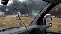 Gigantesque incendie provoqué par l'accident de camion