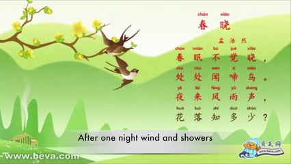 300 Tang Poems 唐诗三百首: 春晓 A Spring Morning by Meng Haoran