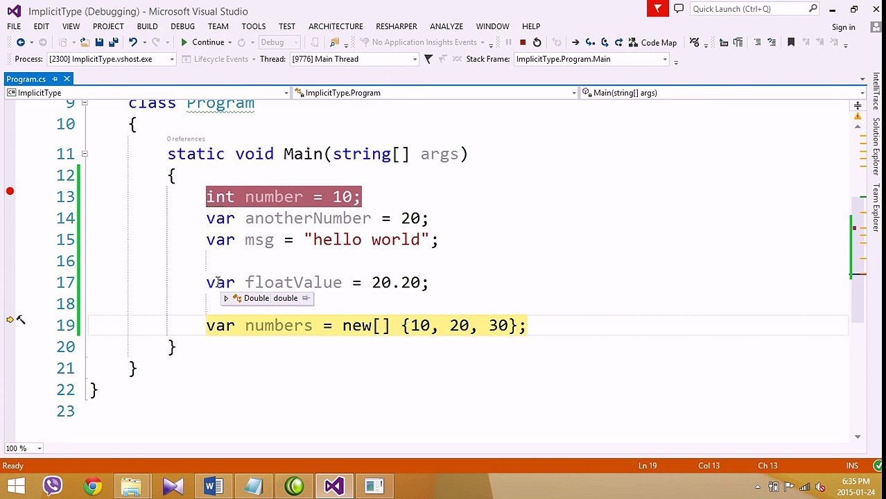 Advance c# : Implic variable part-1