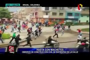 Huánuco: se registran violentos enfrentamientos entre obreros de Construcción Civil