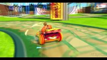 Ральф на машинке и Герои мультфильма Дисней Тачки участвуют в гонке Wreck It Ralph & Disney Cars