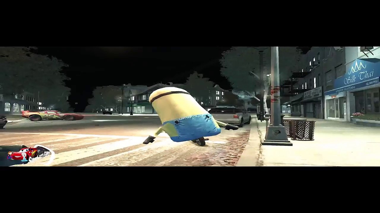 The Minion and Evil Minion fun with Lightning McQueen Cars (Disney Pixar Cars + Nursery rhyme)