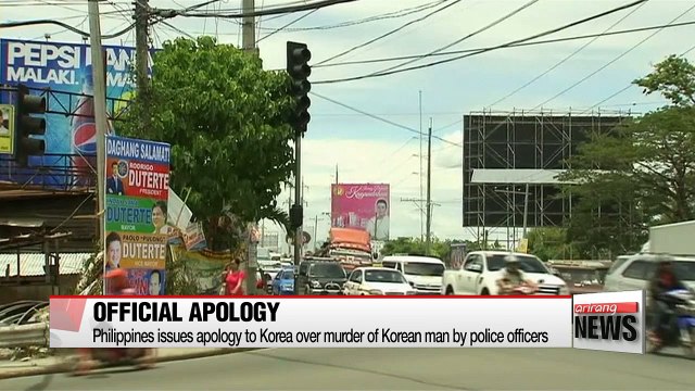 Philippines issues apology to Korea over murder of Korean man by police officers