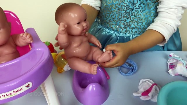 Twin Baby Dolls Bath Time Pretend Play Feeding, Potty Time. Twin Baby Dolls Bathtime Toys Playset