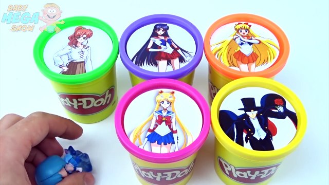 Play Doh Clay Stacking Cups Surprise Toys Sailor Moon Collection Learn Colours in English