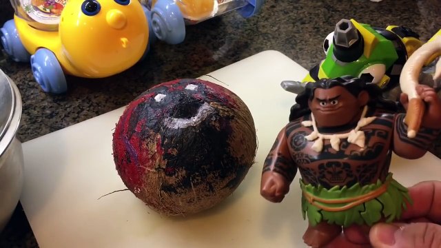 Careless Dad Crushes Moana Kakamora Under Car - DinoTrux Toys Ty-Rux Slamtools Crushing Toy