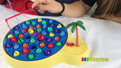 LETS GO FISHING Game XL Spiderman Learn Colors with Princess T Fun Family for Kids Learning Toys