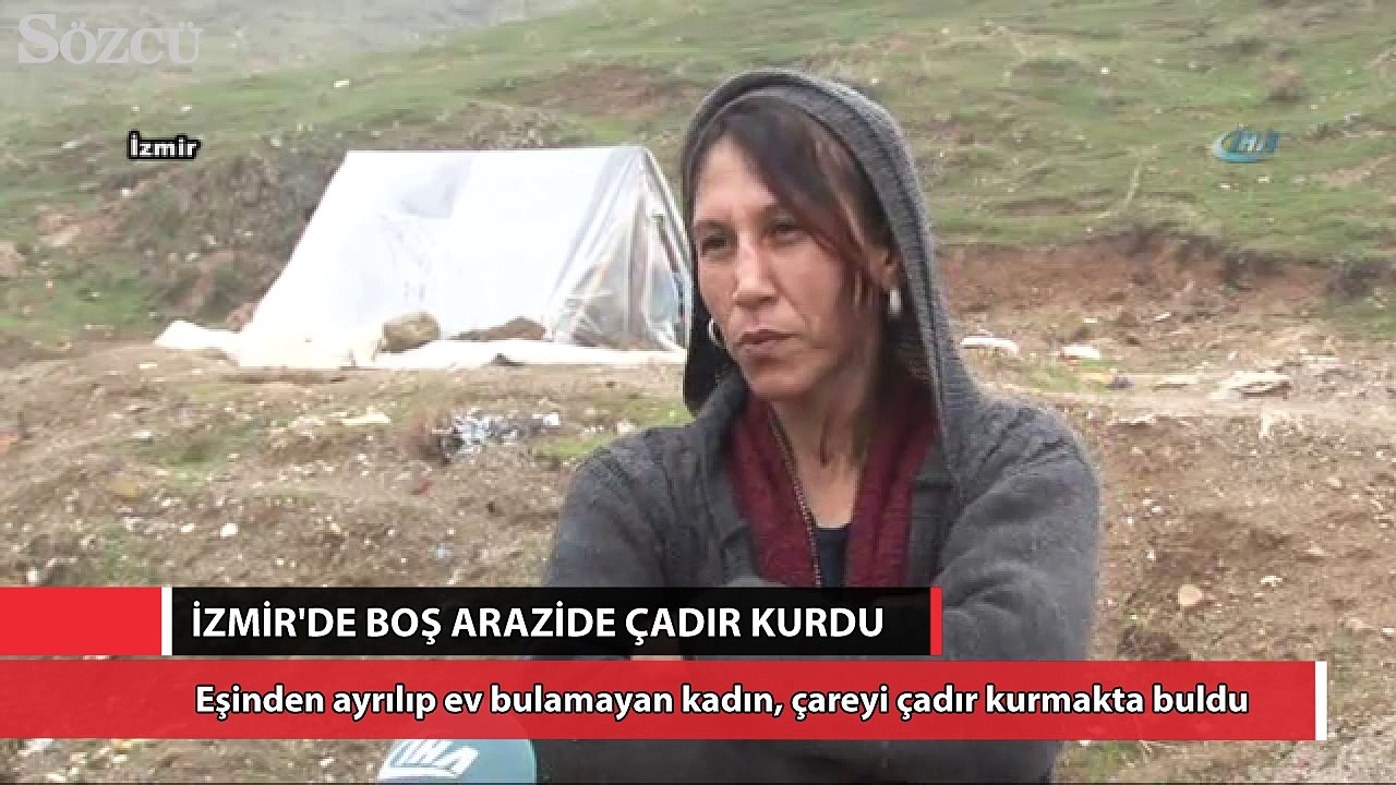 Eşinden ayrıldı, boş arazide çadır kurdu