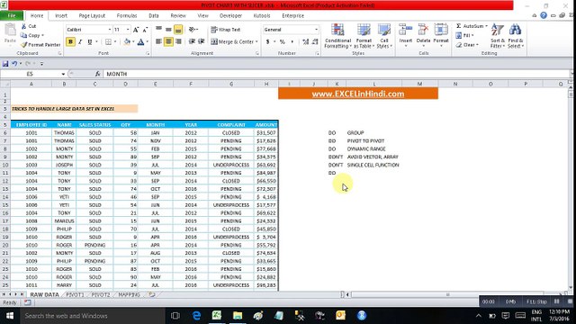 Hindi/Urdu Ver - Pivot to Pivot , Large Data Set ,OFFSET FUNCTION , DYNAMIC RANGE AND LARGE DATA SET - ENGLISH