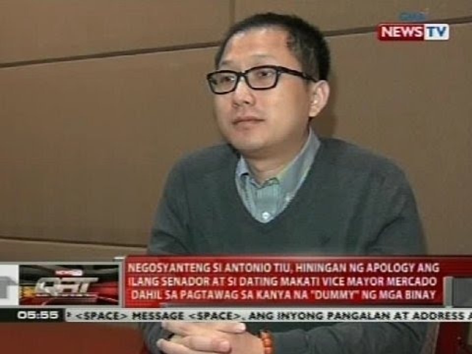 Negosyanteng si Antonio Tiu, nais mag-apology sa kaniya ang ilang senador at si Mercado