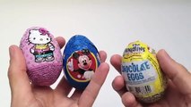 Unboxing Hello Kitty, Mickey Mouse Clubhouse and The Penguins of Madagascar Kinder Surprise Eggs