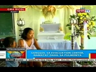BP: Sanggol sa evacuation center, namatay dahil sa pulmonya
