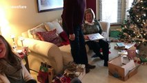 Mum reacts hilariously after daughter overhauls messy basement for Christmas present