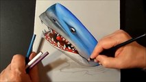 3D Trick Art, Drawing a Shark, Optical Illusion-ZPcGN_NZGCI