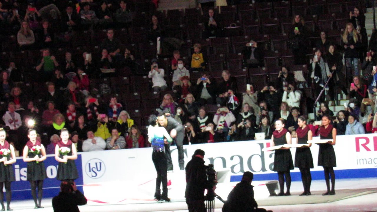 Men's Victory Ceremony 2016 Skate Canada International - medals & flowers